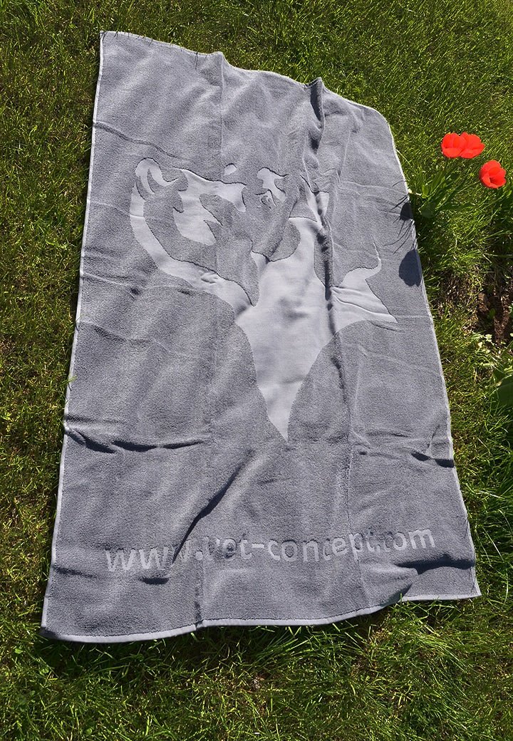 Harmaa froteepyyhe Vet-Concept-koiran logolla - Vet Concept